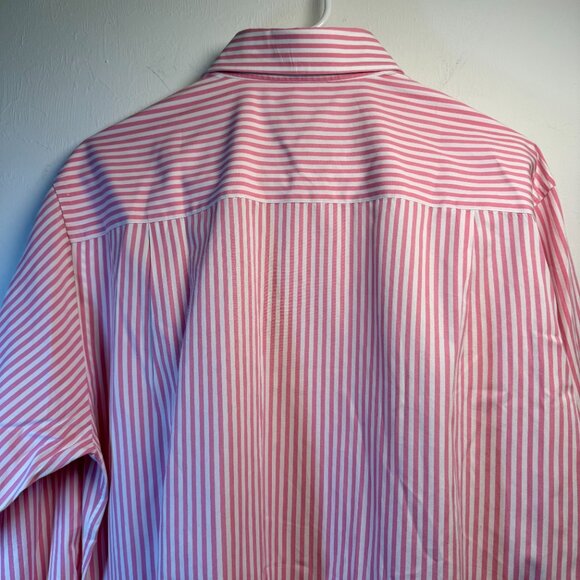 David Donahue Luxury Pink Stripe Cotton Shirt, Size M, Classic Fit - Picture 5 of 12